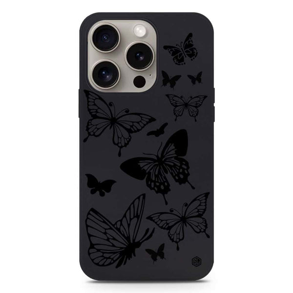 Cute Butterfly Design Soft Phone Case - Silica Gel Case - Black - iPhone 15 Pro Max