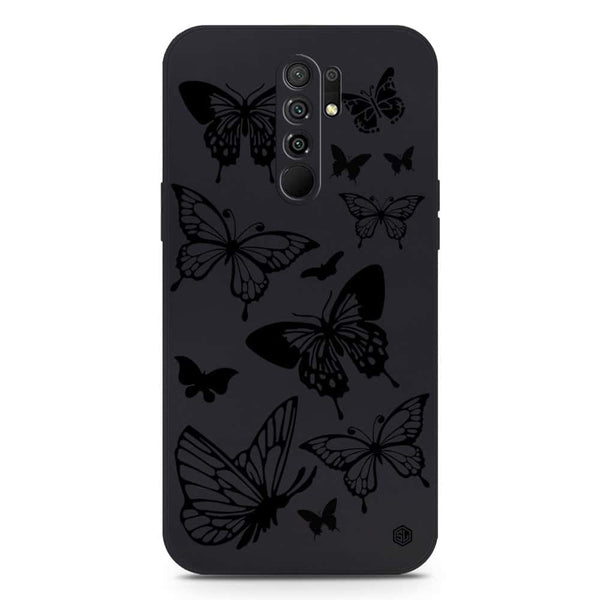 Cute Butterfly Design Soft Phone Case - Silica Gel Case - Black - Xiaomi Redmi 9 Prime