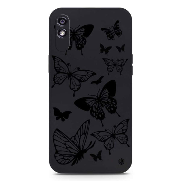 Cute Butterfly Design Soft Phone Case - Silica Gel Case - Black - Xiaomi Redmi 9A