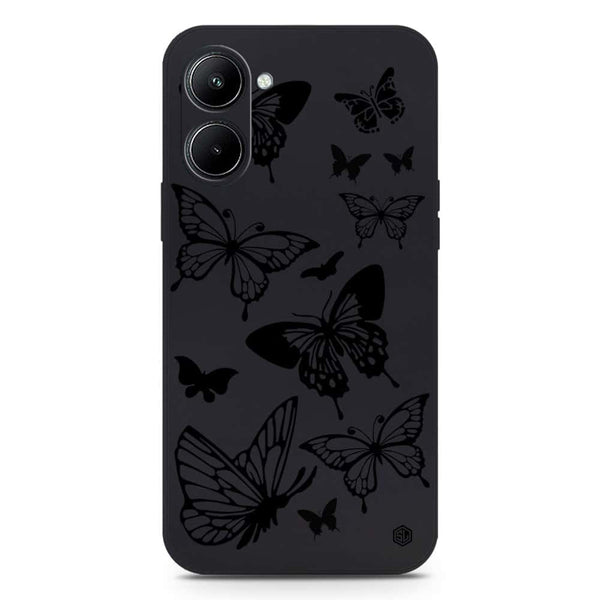 Cute Butterfly Design Soft Phone Case - Silica Gel Case - Black - Realme C33