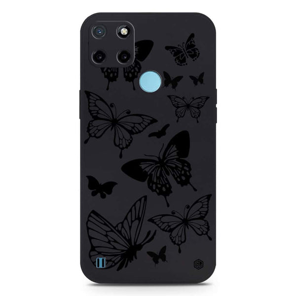 Cute Butterfly Design Soft Phone Case - Silica Gel Case - Black - Realme C21Y