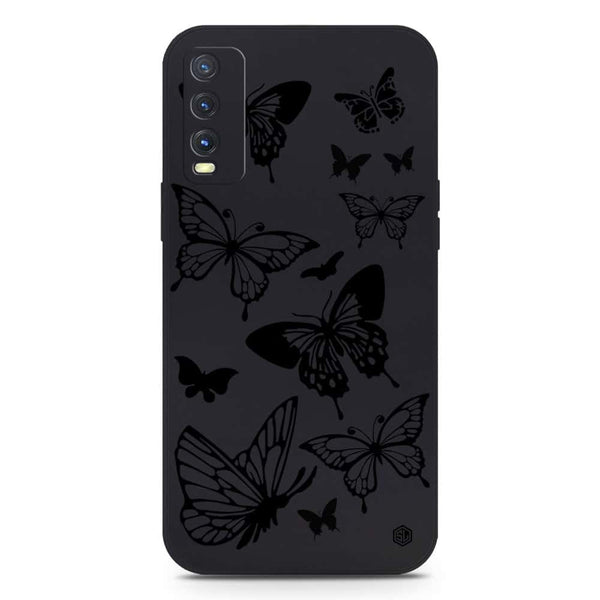 Cute Butterfly Design Soft Phone Case - Silica Gel Case - Black - Vivo Y20s