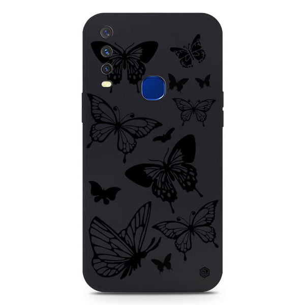 Cute Butterfly Design Soft Phone Case - Silica Gel Case - Black - Vivo Y12