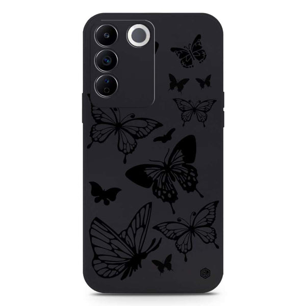 Cute Butterfly Design Soft Phone Case - Silica Gel Case - Black - Vivo S16e