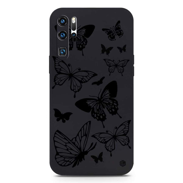 Cute Butterfly Design Soft Phone Case - Silica Gel Case - Black - Huawei P30 Pro