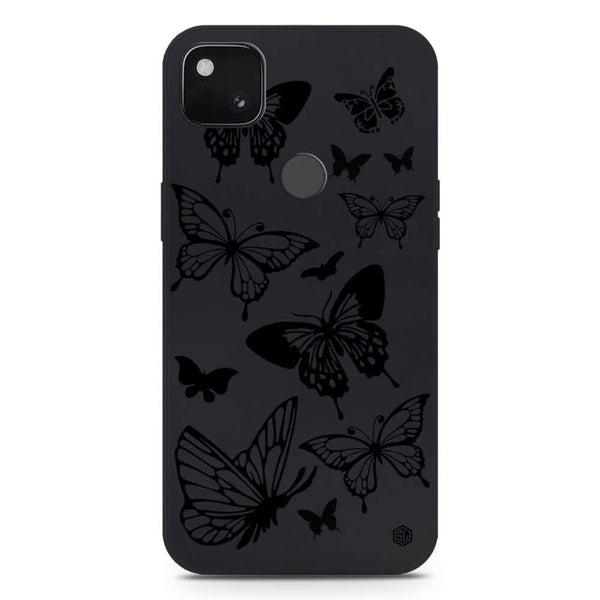 Cute Butterfly Design Soft Phone Case - Silica Gel Case - Black - Google Pixel 4a 4G