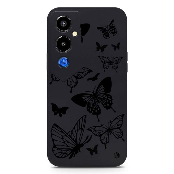 Cute Butterfly Design Soft Phone Case - Silica Gel Case - Black - Tecno Pova 4 Pro