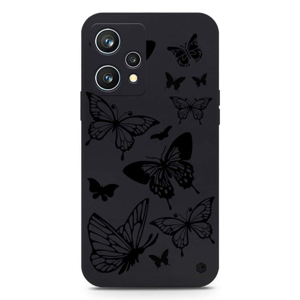 Cute Butterfly Design Soft Phone Case - Silica Gel Case - Black - Realme 9 4G