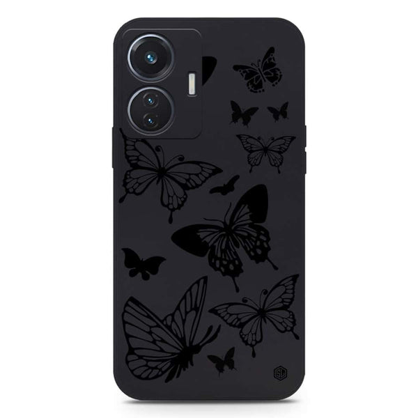 Cute Butterfly Design Soft Phone Case - Silica Gel Case - Black - Vivo Y55 4G