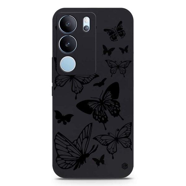 Cute Butterfly Design Soft Phone Case - Silica Gel Case - Black - Vivo V29