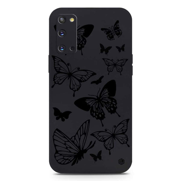 Cute Butterfly Design Soft Phone Case - Silica Gel Case - Black - Samsung Galaxy S20
