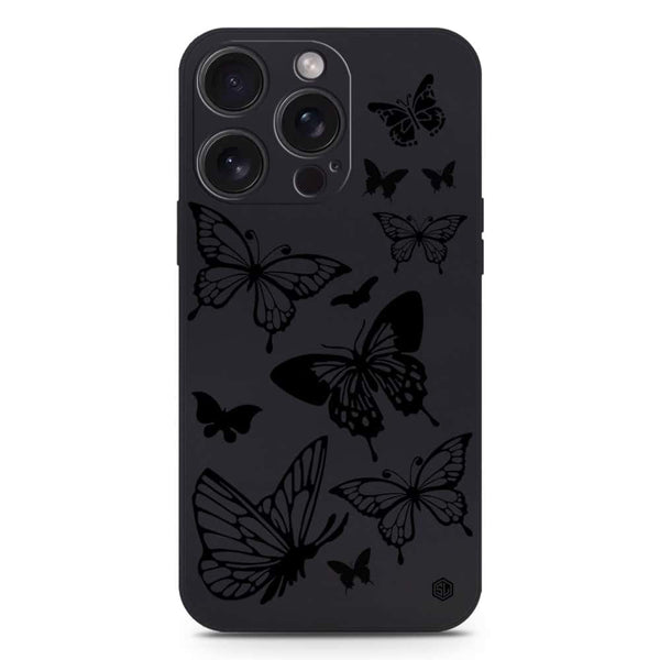 Cute Butterfly Design Soft Phone Case - Silica Gel Case - Black - iPhone 15 Pro