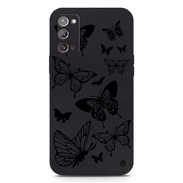 Cute Butterfly Design Soft Phone Case - Silica Gel Case - Black - Samsung Galaxy Note 20