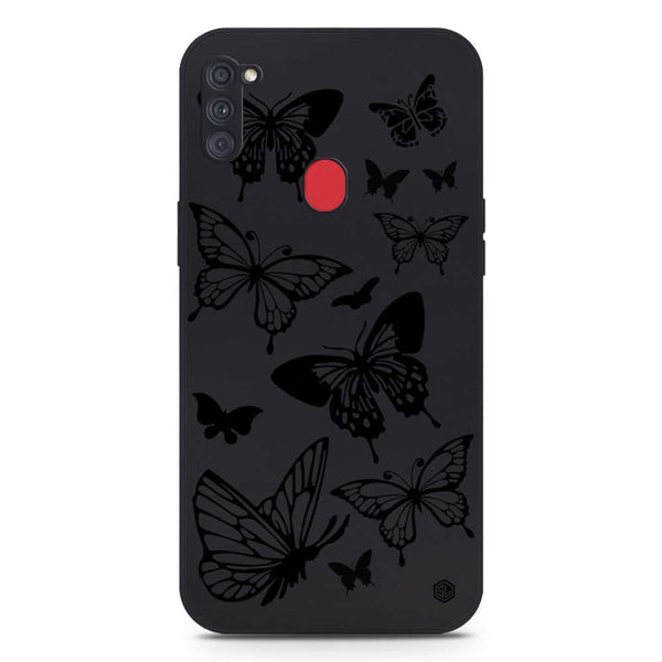 Cute Butterfly Design Soft Phone Case - Silica Gel Case - Black - Samsung Galaxy M11