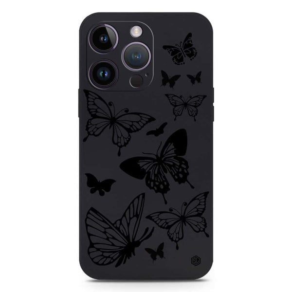 Cute Butterfly Design Soft Phone Case - Silica Gel Case - Black - iPhone 14 Pro Max