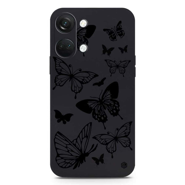 Cute Butterfly Design Soft Phone Case - Silica Gel Case - Black - OnePlus Ace 2V