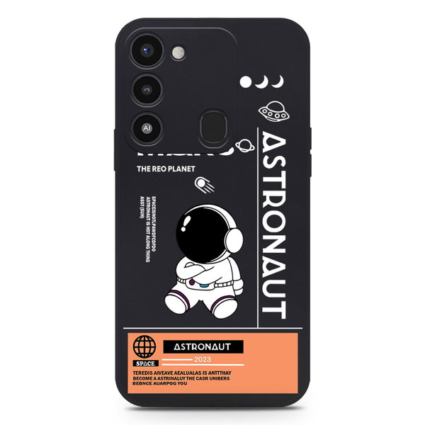 Astronaut Series Soft Phone Case - Silica Gel Case - Black - Tecno Spark 9