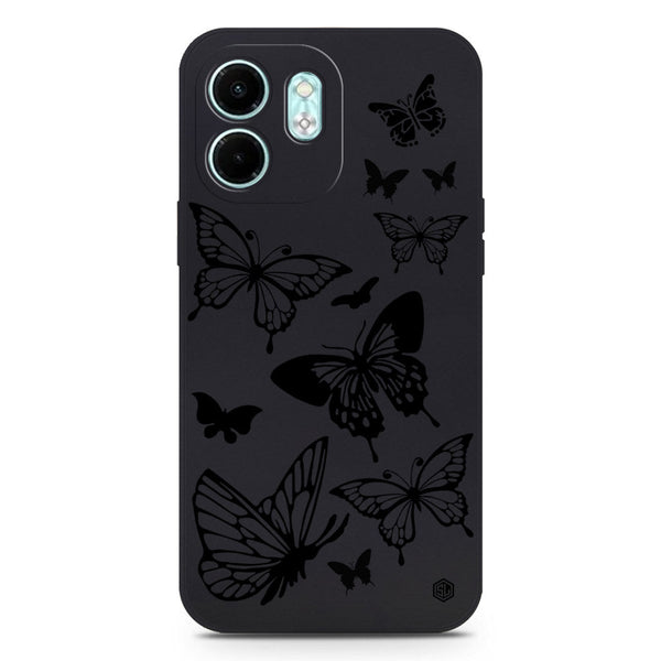 Cute Butterfly Design Soft Phone Case - Silica Gel Case - Black - Infinix Smart 9