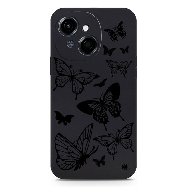 Cute Butterfly Design Soft Phone Case - Silica Gel Case - Black - Tecno Spark Go 1