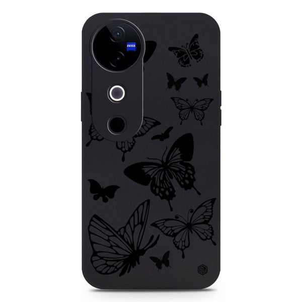 Cute Butterfly Design Soft Phone Case - Silica Gel Case - Black - Vivo S19