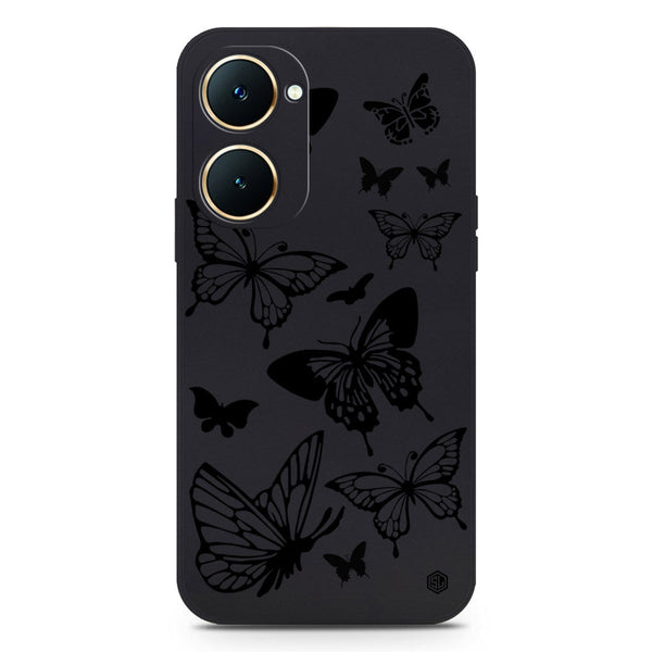 Cute Butterfly Design Soft Phone Case - Silica Gel Case - Black - Vivo Y18