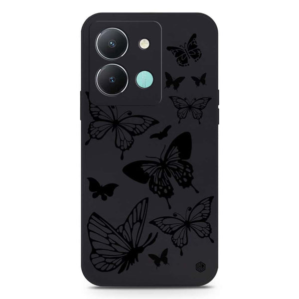 Cute Butterfly Design Soft Phone Case - Silica Gel Case - Black - Vivo Y36 4G
