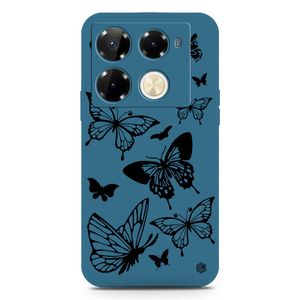 Cute Butterfly Design Soft Phone Case - Silica Gel Case - Blue - Infinix Note 40 Pro
