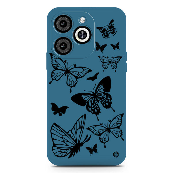 Cute Butterfly Design Soft Phone Case - Silica Gel Case - Blue - Tecno Spark Go 2024
