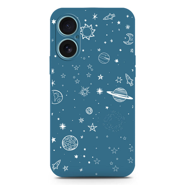 Stardust Dreams Design Soft Phone Case - Silica Gel Case - Blue - iPhone 16 Plus