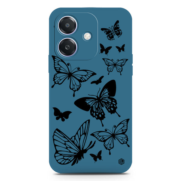 Cute Butterfly Design Soft Phone Case - Silica Gel Case - Blue - Oppo A3x 4G