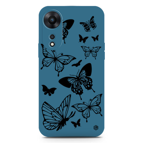 Cute Butterfly Design Soft Phone Case - Silica Gel Case - Blue - Oppo A58 4G