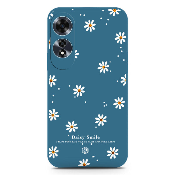 Daisy Smile Design Soft Phone Case - Silica Gel Case - Blue - Oppo A60