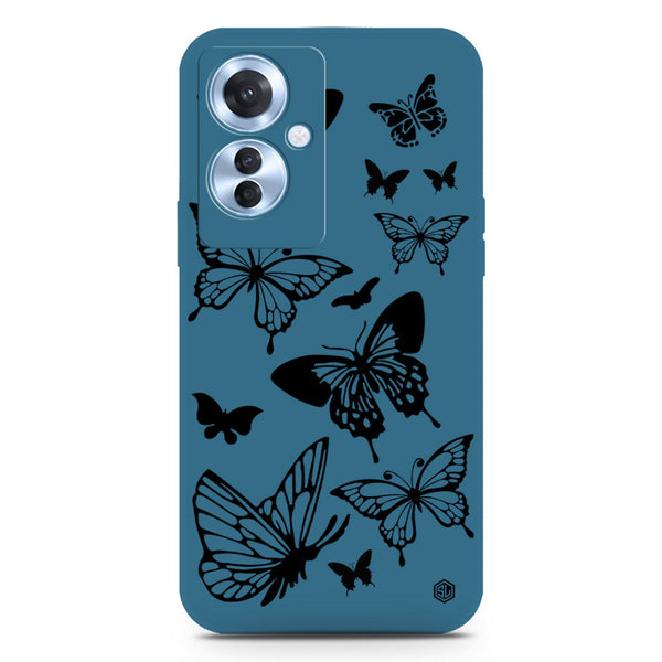 Cute Butterfly Design Soft Phone Case - Silica Gel Case - Blue - Oppo Reno 11F 5G