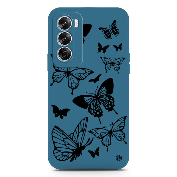 Cute Butterfly Design Soft Phone Case - Silica Gel Case - Blue - Oppo Reno 12