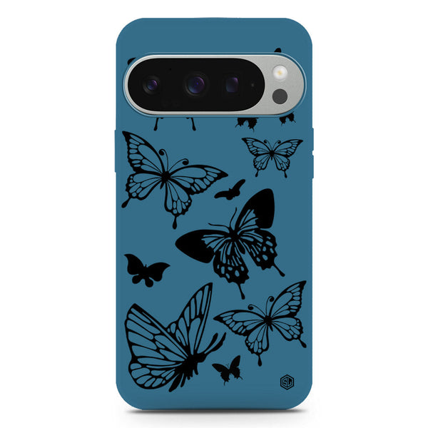Cute Butterfly Design Soft Phone Case - Silica Gel Case - Blue - Google Pixel 9 Pro XL