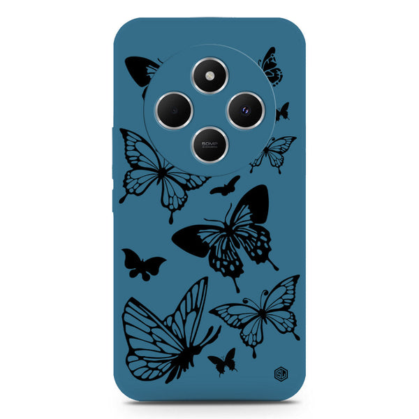 Cute Butterfly Design Soft Phone Case - Silica Gel Case - Blue - Xiaomi Redmi 14C