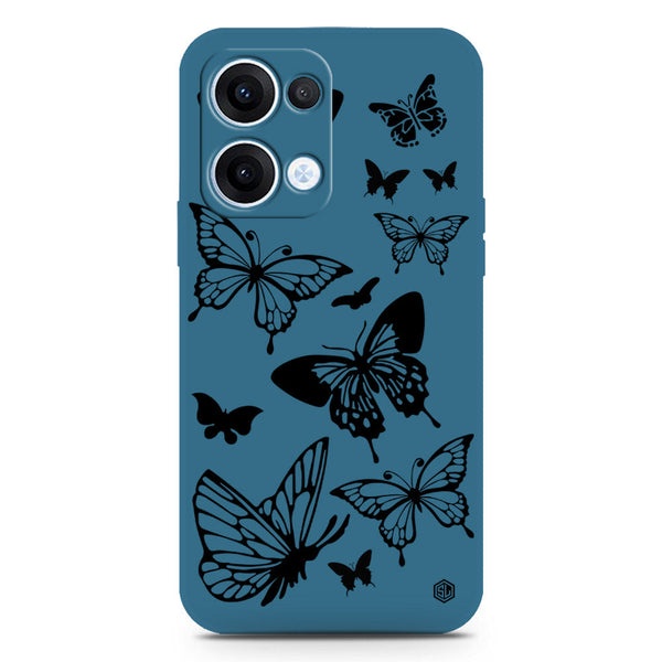 Cute Butterfly Design Soft Phone Case - Silica Gel Case - Blue - Oppo Reno 13