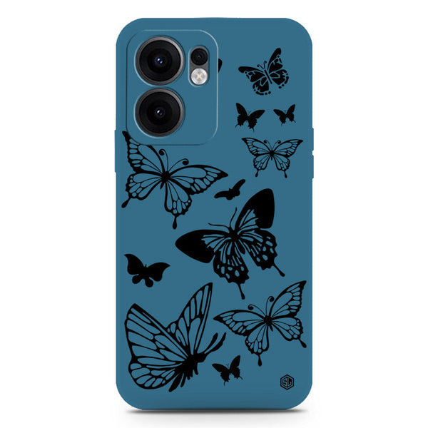 Cute Butterfly Design Soft Phone Case - Silica Gel Case - Blue - Oppo Reno 13F 4G
