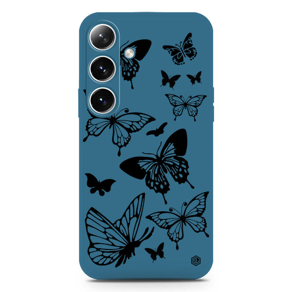 Cute Butterfly Design Soft Phone Case - Silica Gel Case - Blue - Samsung Galaxy S25 Plus