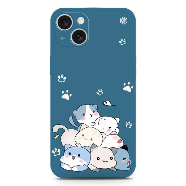 Cute Design Soft Phone Case - Silica Gel Case - Blue - iPhone 15