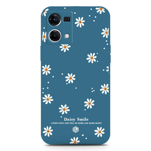 Daisy Smile Design Soft Phone Case - Silica Gel Case - Blue - Oppo Reno 7 4G