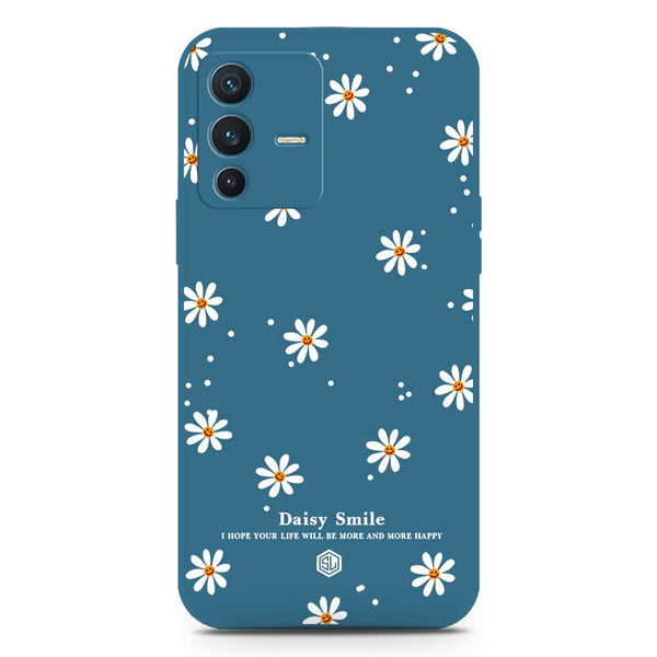 Daisy Smile Design Soft Phone Case - Silica Gel Case - Blue - Vivo V23 5G