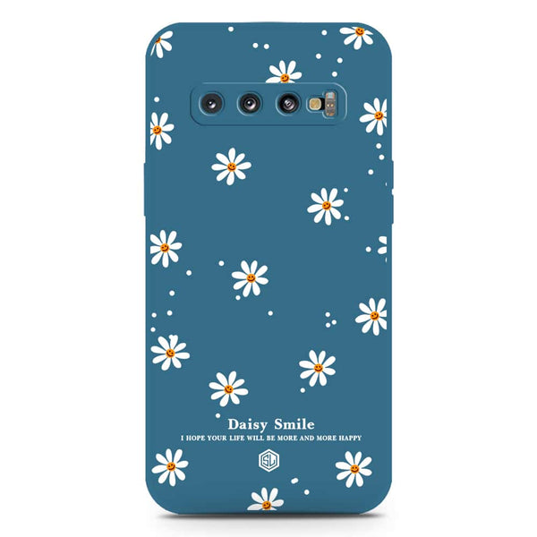 Daisy Smile Design Soft Phone Case - Silica Gel Case - Blue - Samsung Galaxy S10