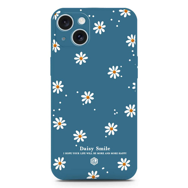 Daisy Smile Design Soft Phone Case - Silica Gel Case - Blue - iPhone 15