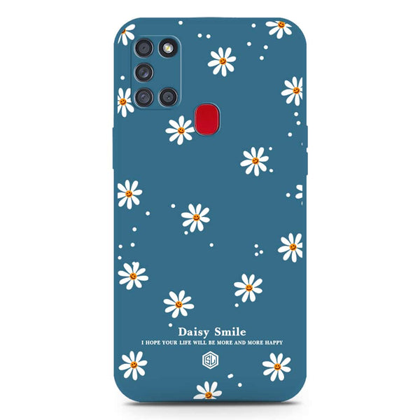 Daisy Smile Design Soft Phone Case - Silica Gel Case - Blue - Samsung Galaxy A21s