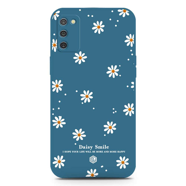 Daisy Smile Design Soft Phone Case - Silica Gel Case - Blue - Samsung Galaxy A03s