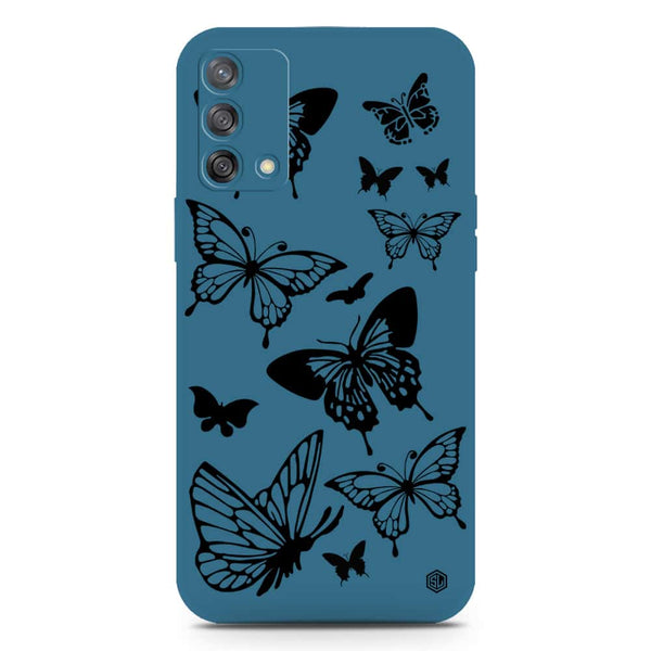 Cute Butterfly Design Soft Phone Case - Silica Gel Case - Blue - Oppo Reno 6 Lite