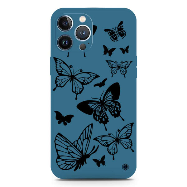 Cute Butterfly Design Soft Phone Case - Silica Gel Case - Blue - iPhone 13 Pro