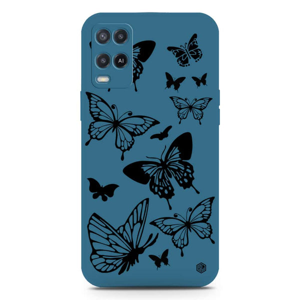 Cute Butterfly Design Soft Phone Case - Silica Gel Case - Blue - Oppo A55 5G