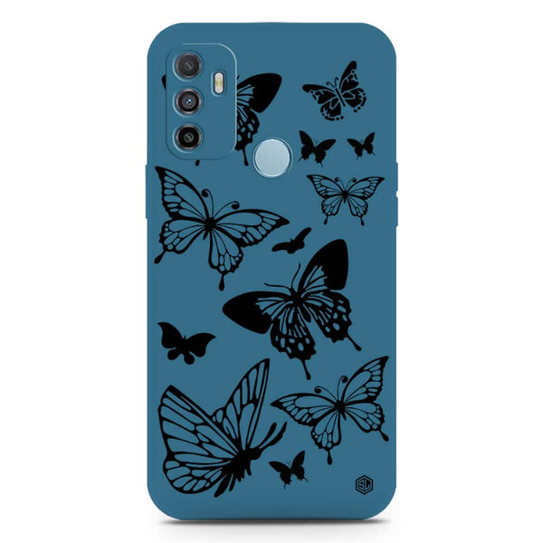 Cute Butterfly Design Soft Phone Case - Silica Gel Case - Blue - Oppo A53
